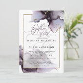 抽象的なミュートアメジストヘザーパープルウェディングインビテーション 招待状 (スタンド正面)