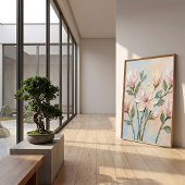 抽象的なモクレンの花のウォールアート キャンバスプリント ポスター