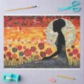 抽象的なモザイクタイルの女性のシルエット 薄葉紙 (クラフト)