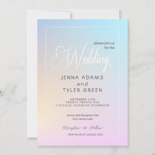 抽象的なモダンでカラフルなパステルグラデーション 招待状 (正面)