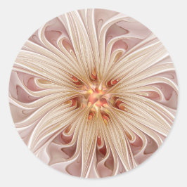 抽象的なモダンなピンクの花のフラクタルアート ラウンドシール