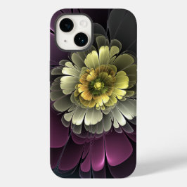 抽象的なモダンな深紅カーキグレー・フラクタルフラワー Case-Mate iPhone 14ケース