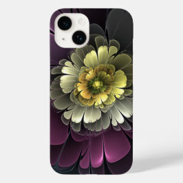 抽象的なモダンな深紅カーキグレー・フラクタルフラワー Case-Mate iPhone 14ケース