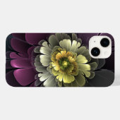 抽象的なモダンな深紅カーキグレー・フラクタルフラワー Case-Mate iPhoneケース (裏面 (横))