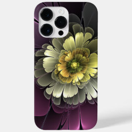 抽象的なモダンな深紫色のカーキグレイのフラクタルフラワー Case-Mate iPhone 14 PRO MAXケース