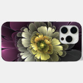 抽象的なモダンな紫褐色のグレー系フラクタルフラワー Case-Mate iPhoneケース (裏面 (横))