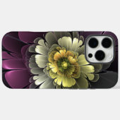 抽象的なモダンな紫褐色のグレー・フラクタル・フラワー Case-Mate iPhoneケース (裏面 (横))