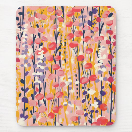 抽象的なモダンな野生の花の植物園 マウスパッド (正面)
