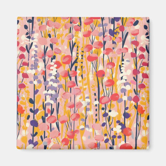 抽象的なモダンな野生の花の植物園 マグネット (正面)