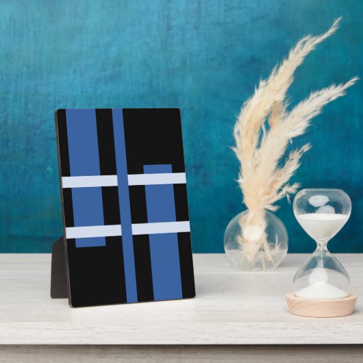 抽象的なモダンアート ライン ブルー ブラック フォトプラーク (側面)