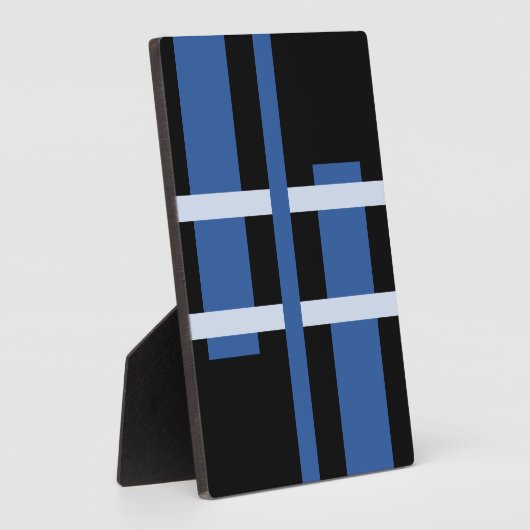 抽象的なモダンアート ライン ブルー ブラック フォトプラーク (側面)