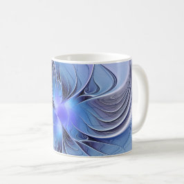 抽象的なモダンフラクタルアート ラベンダー ブルー コーヒーマグカップ