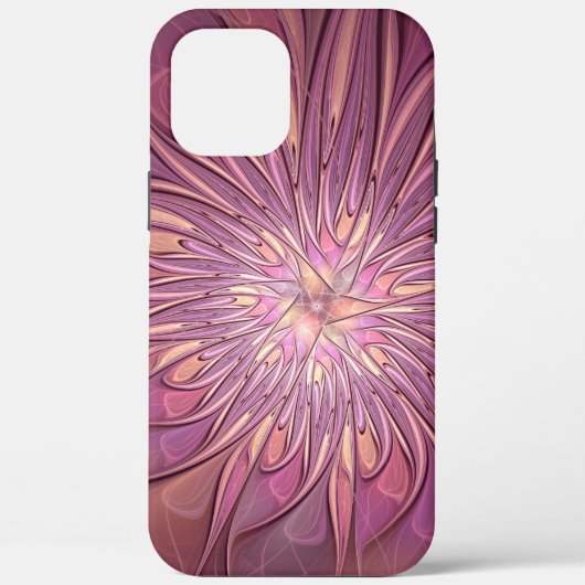 抽象的なモダンフローラル・フラクタルアート ベリーカラー Case-Mate iPhoneケース (裏面)