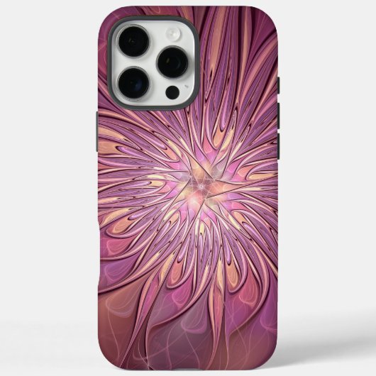 抽象的なモダンフローラル・フラクタルアート ベリーカラー Case-Mate iPhoneケース (裏面)