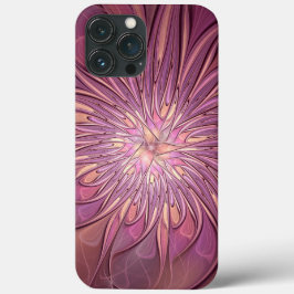 抽象的なモダンフローラル・フラクタルアート ベリーカラー iPhone 13 PRO MAXケース