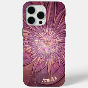 抽象的なモダンフローラル・フラクタルベリーカラーネーム iPhone 15 PRO MAXケース
