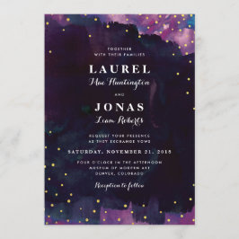 抽象的なモダン ブラック ウォータカラー結婚式 招待状