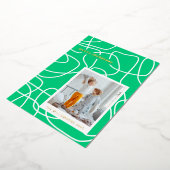 抽象的なモダン ライン アート 緑 カスタム フォト ゴールド 箔シーズンカード (回転した状態)