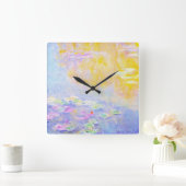 抽象的なモネの水面の睡蓮7 スクエア壁時計 (ホーム)