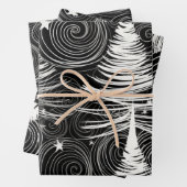 抽象的なモノクロのホリデーツリー マグネット ラッピングペーパーシート (インサイチュ)