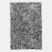 抽象的なモノクロのラインのパターン キッチンタオル (縦)