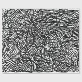 抽象的なモノクロのラインのパターン ラッピングペーパー (フラット)