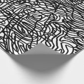 抽象的なモノクロのラインのパターン ラッピングペーパー (角)