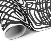 抽象的なモノクロのラインのパターン ラッピングペーパー (ロールコーナー)