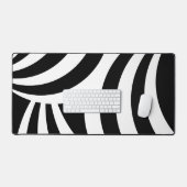 抽象的なモノクロの波線 デスクマット (キーボード&マウス)