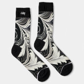 抽象的なモノクロの花柄プリント ソックス (右)