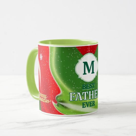 抽象的なモノグラム入りクリスマスデザイン マグカップ (正面左)