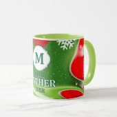 抽象的なモノグラム入りクリスマスデザイン マグカップ (正面右)
