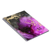 抽象的なモノグラム ピンク ブラック ゴールド アルコール インク ノートブック (右側)