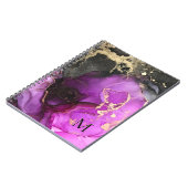 抽象的なモノグラム ピンク ブラック ゴールド アルコール インク ノートブック (左側)