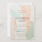 抽象的なユニークなパステルカラーの春の夏のブライズシャワー 招待状 (正面)