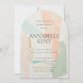 抽象的なユニークなパステルカラーの春の夏の結婚前お祝い 招待状 (正面)