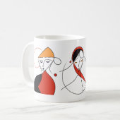 抽象的なラインのミニマル女性 コーヒーマグカップ (正面左)