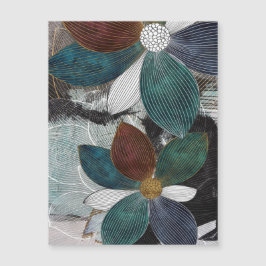 抽象的なラインアートの花の芸術作品、太い花びら