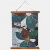 抽象的なラインアートの花柄アートとボールドペタル 吊り下げ型タペストリー (正面)