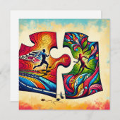 抽象的なランニングカップルピロー バレンタインギフト シーズンカード (正面/裏面)