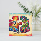 抽象的なランニングカップルピロー バレンタインギフト シーズンカード (スタンド正面)