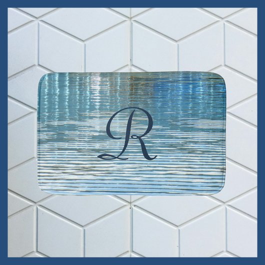 抽象的なリフレクション モノグラムイニシャル プラッシュ バスマット