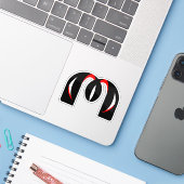 抽象的なリボン M モノグラム レッドアクセント シール (ノートパソコンとiPhone)