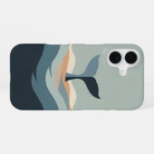 抽象的なレトロなクジラの尾 iPhone 16ケース (裏面横)