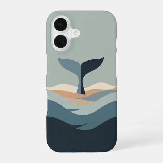 抽象的なレトロなクジラの尾 iPhone 16ケース (裏面)