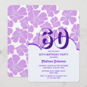 抽象的なレトロな紫色のカモミール花の誕生日 招待状 (正面/裏面)