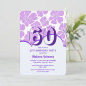 抽象的なレトロな紫色のカモミール花の誕生日 招待状 (スタンド正面)