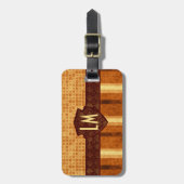 抽象的なレトロのグランジなこはく色のブラウンのオレンジパターン ラゲッジタグ (正面縦)