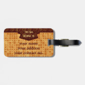 抽象的なレトロのグランジなこはく色のブラウンのオレンジパターン ラゲッジタグ (裏面横)