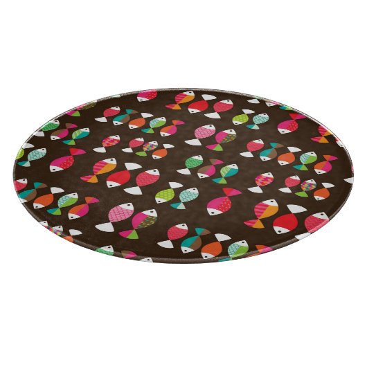 抽象的なレトロの魚の水中パターン2 カッティングボード (角)